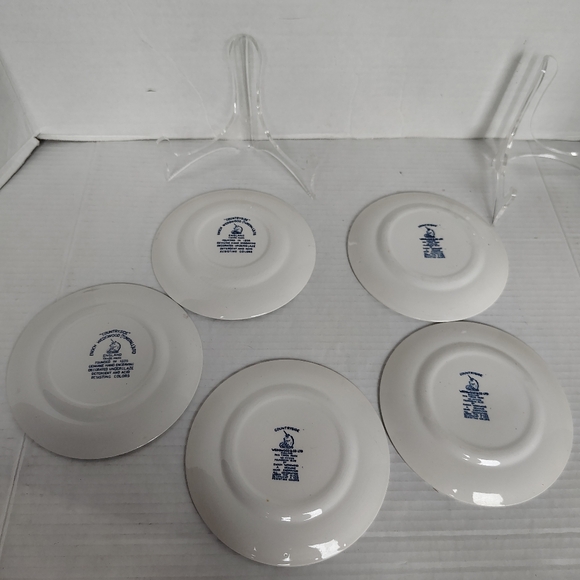 Enoch Wedgewood Tunstall Countryside 5 Bread/App Plates Vintage Blue & White - Picture 14 of 16